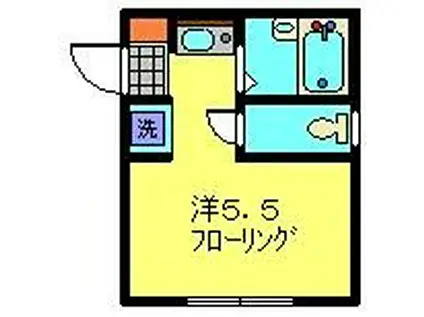 サザン宝蔵院B棟(ワンルーム/1階)の間取り写真