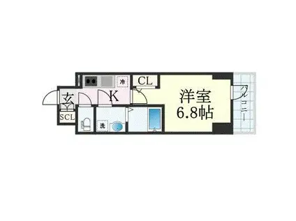 エスリード難波 THE FIRST(1K/8階)の間取り写真