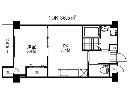 夢野アパートメント(1LDK/3階)の間取り写真