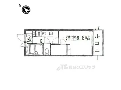 レオパレスハウス香里ヶ丘(1K/2階)の間取り写真