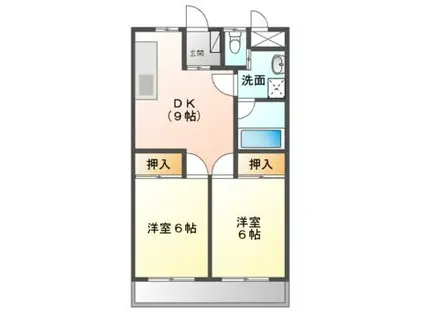 サン・オーレ城北(2DK/3階)の間取り写真