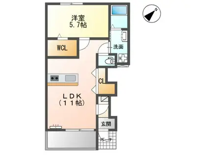 中山2丁目アパート(1LDK/1階)の間取り写真