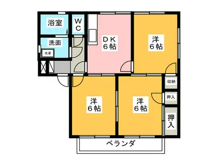 福地ハイツ(3DK/2階)の間取り写真