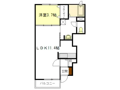 アルカンシエル大園(1LDK/1階)の間取り写真