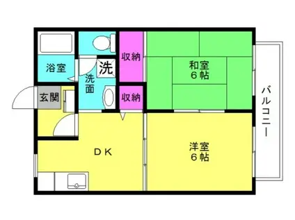 クレール西二見(2DK/2階)の間取り写真