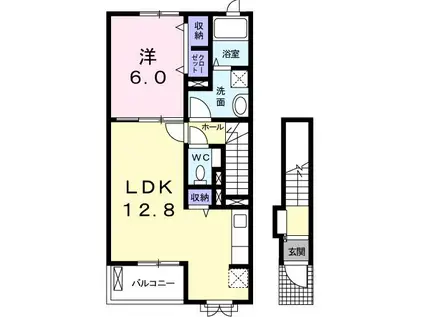 ブライト605レジデンスIIIA(1LDK/2階)の間取り写真