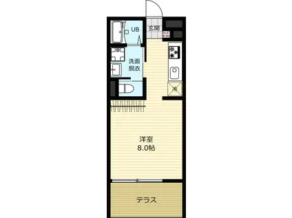COZY TERRACE(ワンルーム/1階)の間取り写真