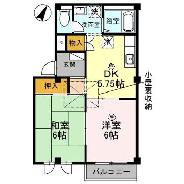 ローレルハイツI(2DK/2階)の間取り写真
