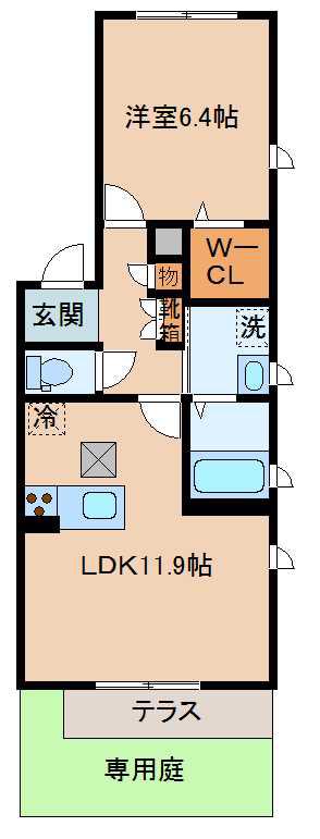 リベレ相生町(1LDK/1階)の間取り写真
