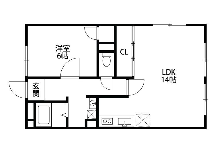 オーベルジュ紫竹山I(1LDK/2階)の間取り写真
