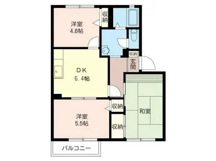 シャルムハイツB(3DK/2階)の間取り写真