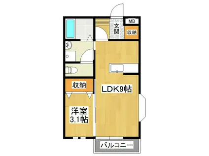 シャンスパレスZ(1LDK/2階)の間取り写真