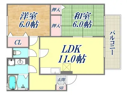 パドレ・ヒロ(2LDK/2階)の間取り写真