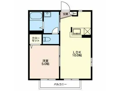 ルミエール山田(1LDK/2階)の間取り写真