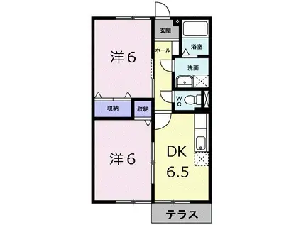 ヒューゲル悠(2DK/1階)の間取り写真