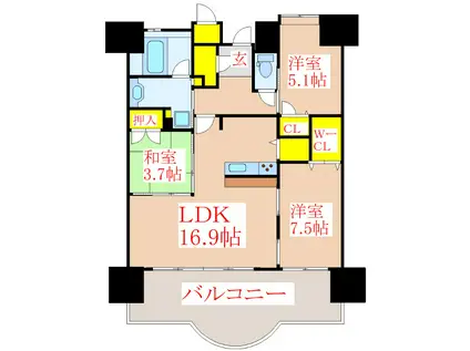 グランドパレスファミーレ霧島(3LDK/12階)の間取り写真