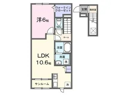 ヒカルサ浜松増楽町II(1LDK/2階)の間取り写真