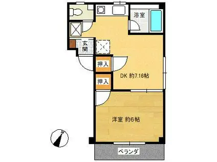 メゾン道(1DK/2階)の間取り写真