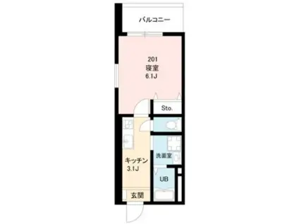 ワイゼア(ワンルーム/2階)の間取り写真