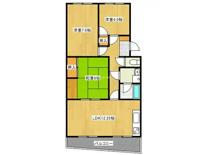 ハイブリッジII(3LDK/3階)の間取り写真