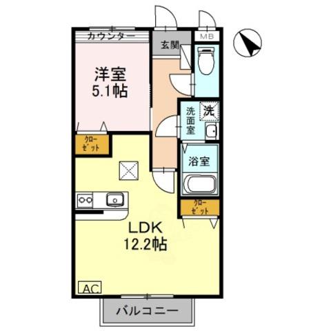 レオントポディウムII番館(1LDK/1階)の間取り写真