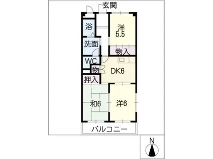 メリーメリーB(3DK/2階)の間取り写真