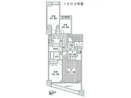 グランドメゾン高輪(3LDK/15階)の間取り写真