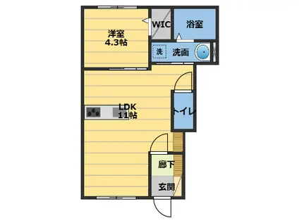 PREMIUM STAGE(1LDK/1階)の間取り写真