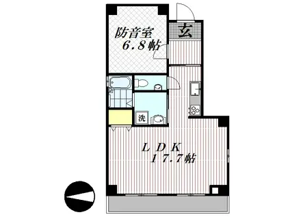 戸田市上戸田防音マンション(1LDK/2階)の間取り写真