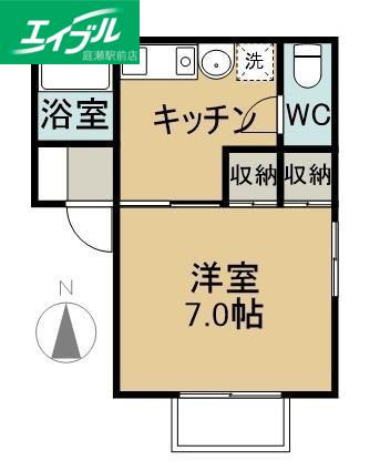 黒住コーポ(1K/2階)の間取り写真