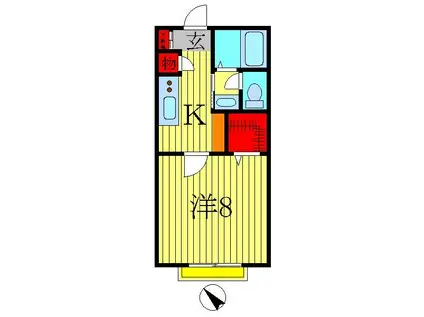 クレール南柏(1K/2階)の間取り写真