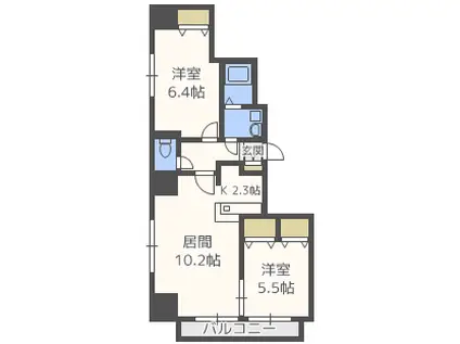 カサ・ビアンコ(2LDK/9階)の間取り写真