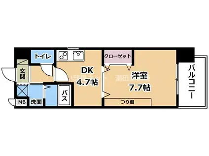 ヴェルジュ南草津II(1DK/5階)の間取り写真