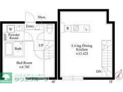 オプション坂下(1LDK/4階)の間取り写真