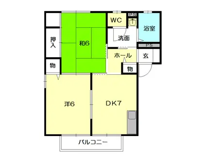 サニースロープK(2DK/1階)の間取り写真