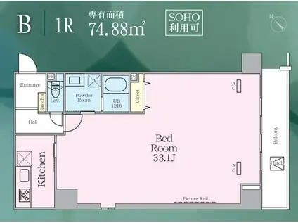 ゼンパレス日本橋(ワンルーム/2階)の間取り写真