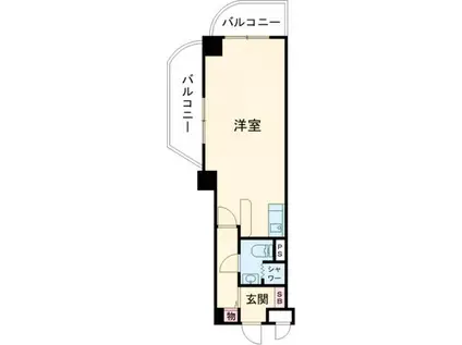 ライオンズマンション函館湯の川第2(ワンルーム/7階)の間取り写真