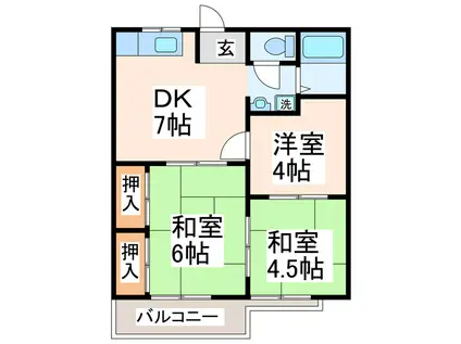 メゾンドヒル B(3DK/2階)の間取り写真