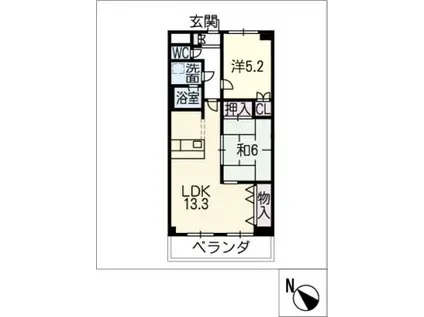 名鉄河和線 高横須賀駅 徒歩5分 4階建 築27年(2LDK/4階)の間取り写真