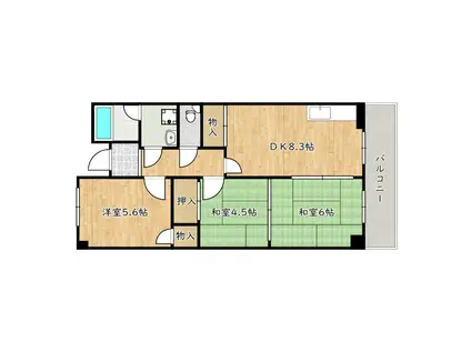 エムテック藤井寺(3LDK/2階)の間取り写真