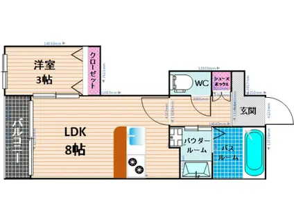 ライフフィールド警弥郷(1LDK/5階)の間取り写真