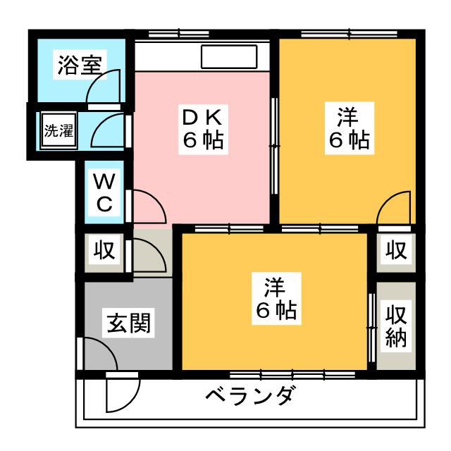 有玉ステーションハイツ(2DK/2階)の間取り写真