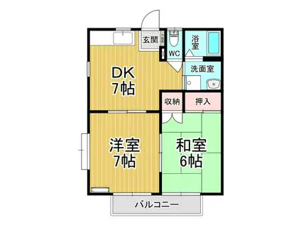 オレンジハウス(2DK/2階)の間取り写真