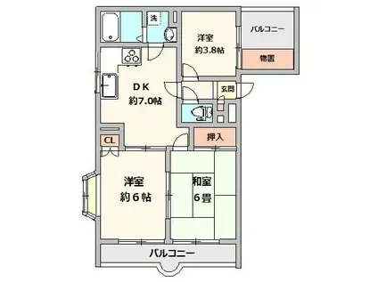 ウィンビュー磯子(3DK/5階)の間取り写真