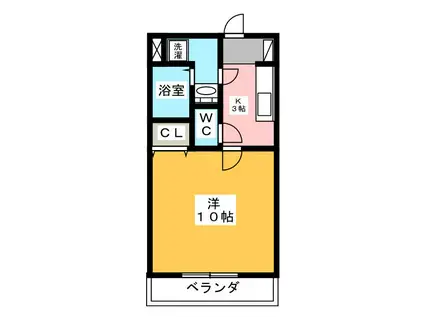 グロワール椿森(1K/3階)の間取り写真