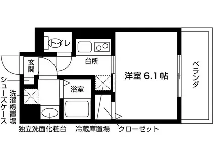 GRAMM東小野堀町B(1K/2階)の間取り写真