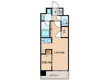 コンフォリアリブ京橋(1LDK/4階)の間取り写真