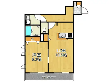 SUNNY HEIMS III(1LDK/3階)の間取り写真