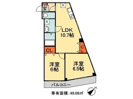 PRIME HILLS千葉中央(2LDK/4階)の間取り写真