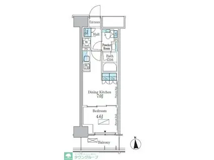 パークアクシス新宿百人町(1DK/6階)の間取り写真